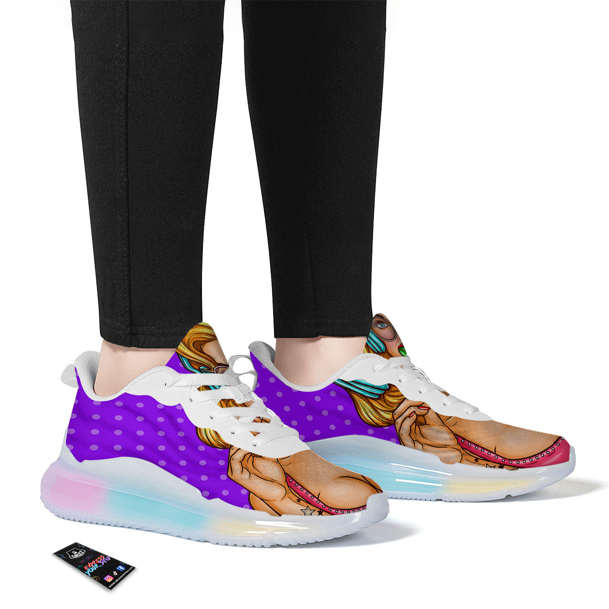 Lollipop And Punk Girl Print Running Sneakers-grizzshop