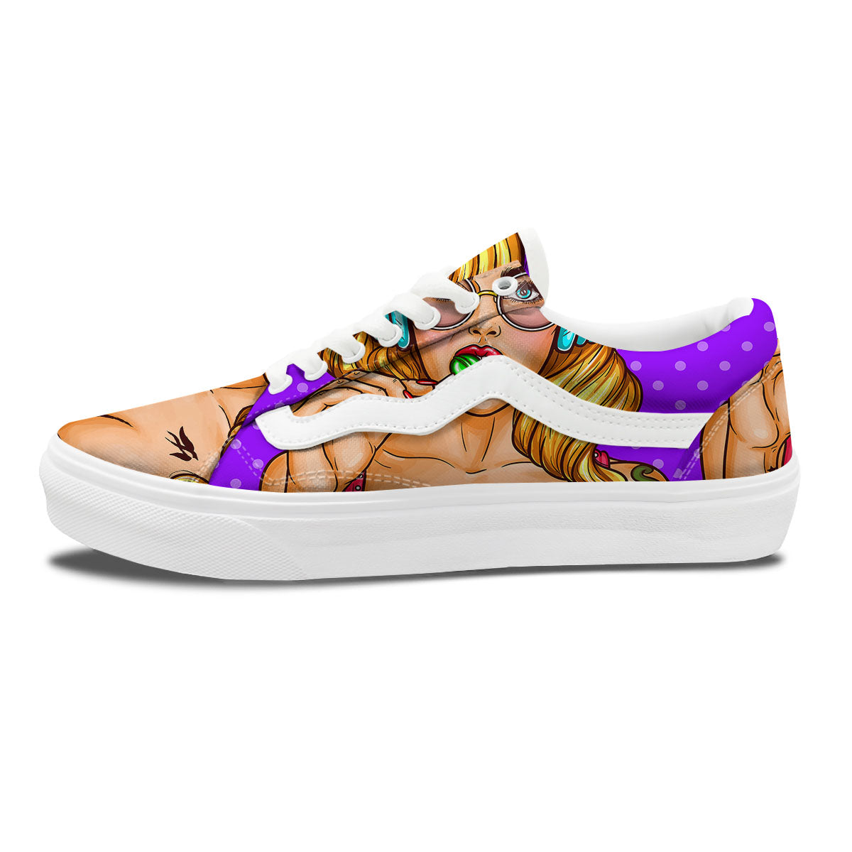 Lollipop And Punk Girl Print Skate Shoes-grizzshop