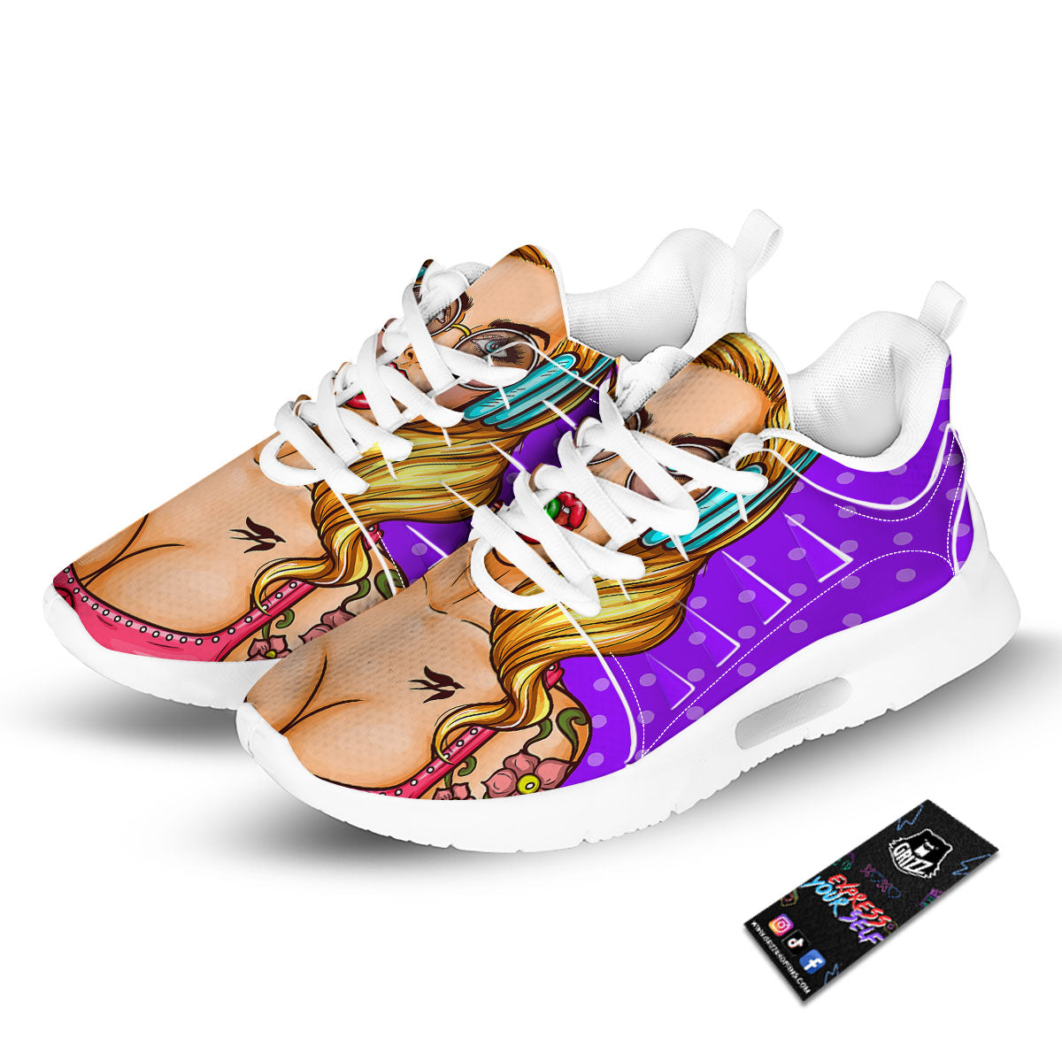 Lollipop And Punk Girl Print Tennis Shoes-grizzshop