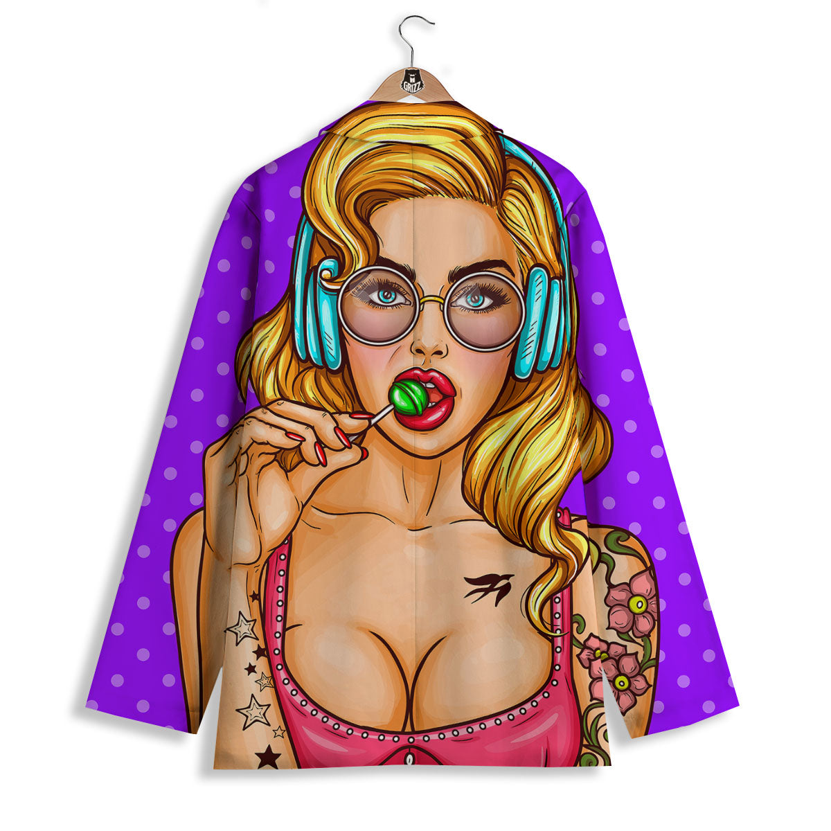 Lollipop And Punk Girl Print Women's Blazer-grizzshop