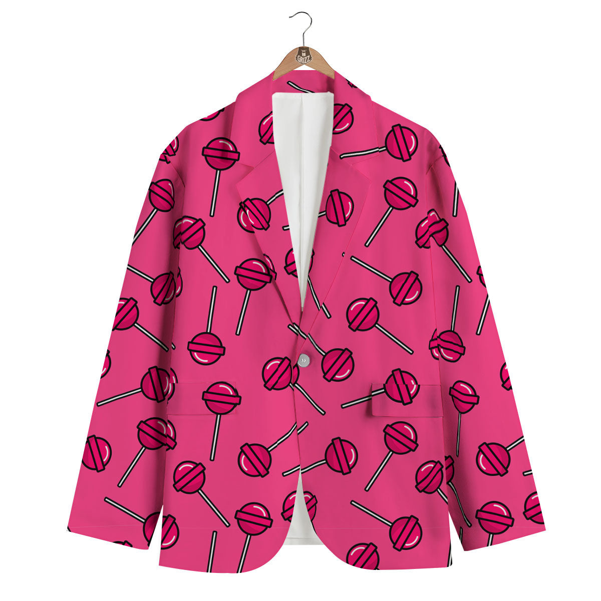 Lollipop Candy Pink Print Pattern Men's Blazer-grizzshop