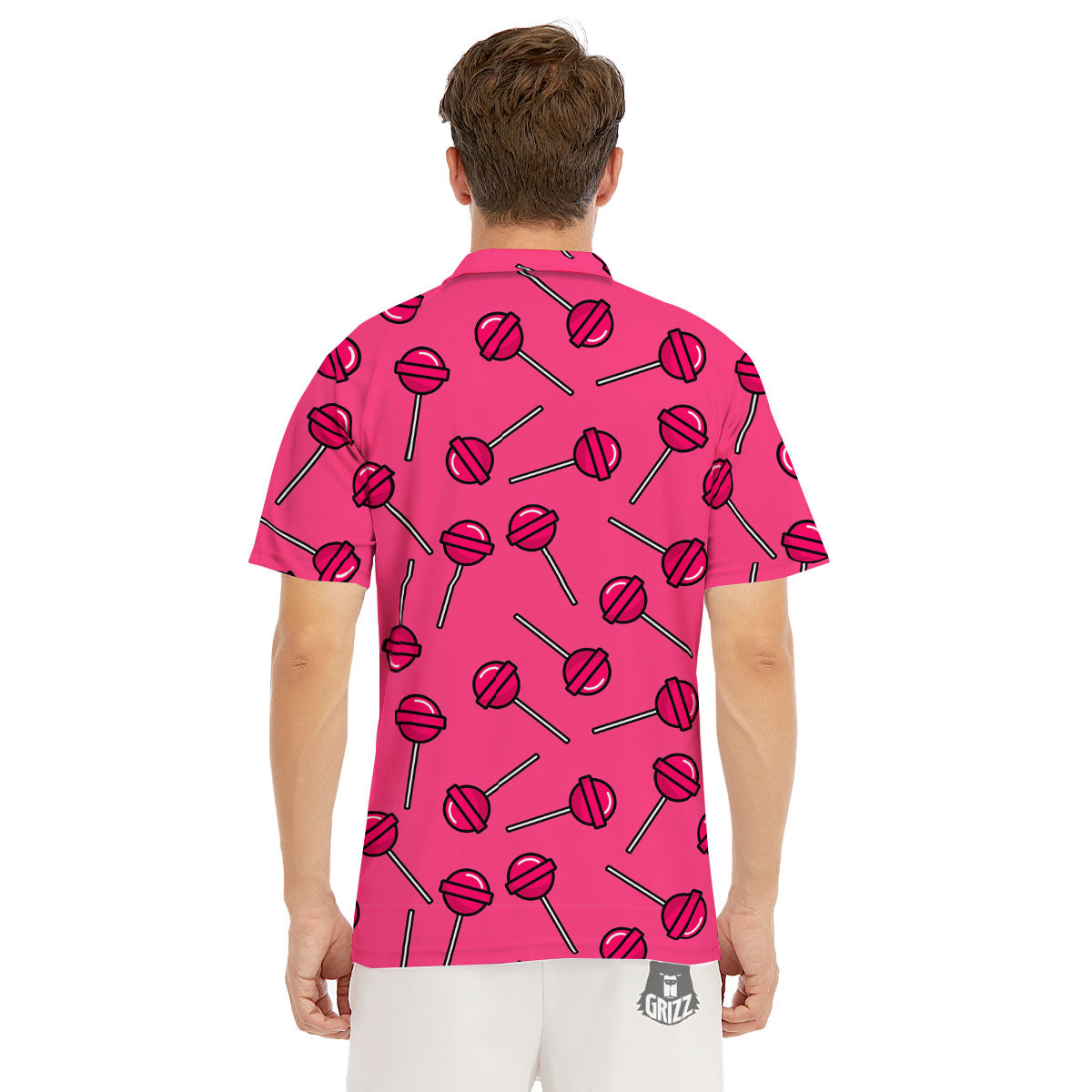 Lollipop Candy Pink Print Pattern Men's Golf Shirts-grizzshop