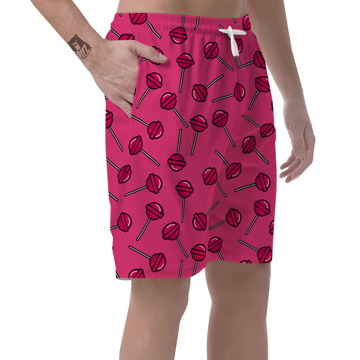 Lollipop Candy Pink Print Pattern Men's Shorts-grizzshop