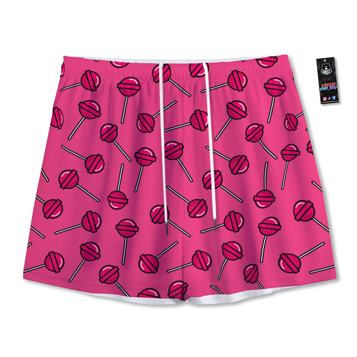 Lollipop Candy Pink Print Pattern Mesh Shorts