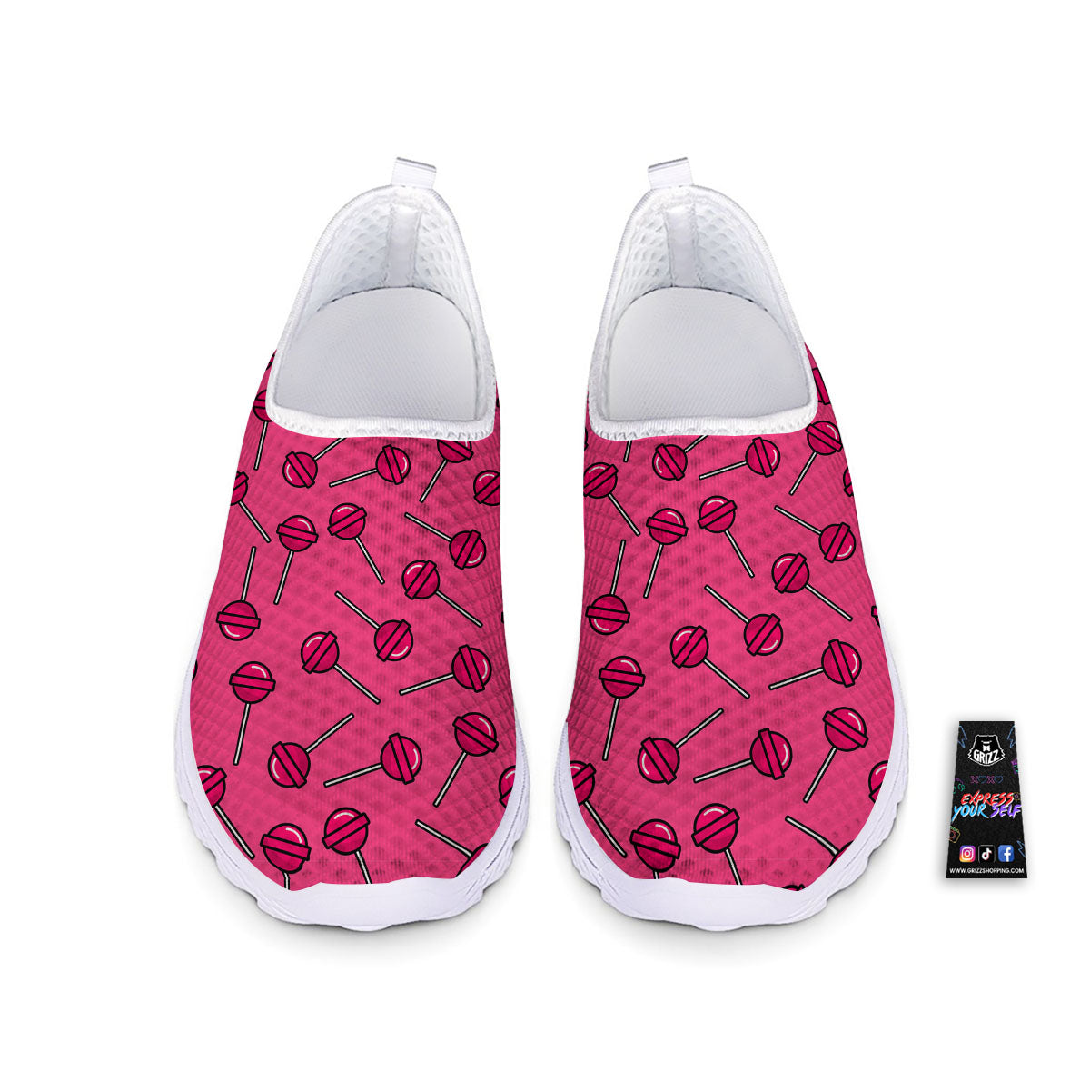 Lollipop Candy Pink Print Pattern Nurse Shoes-grizzshop