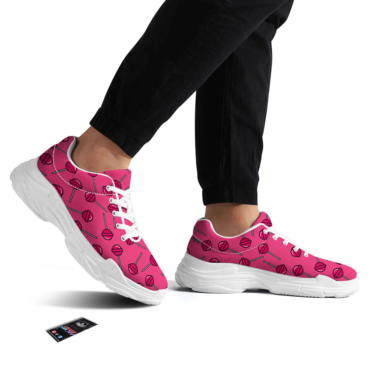 Lollipop Candy Pink Print Pattern White Chunky Shoes-grizzshop