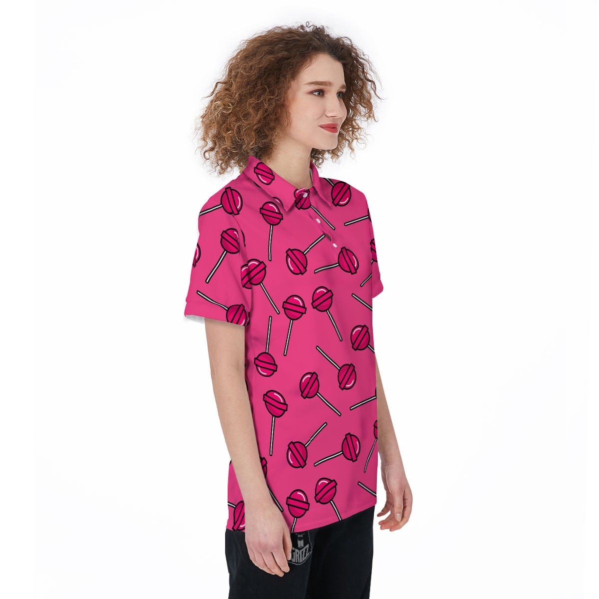 Lollipop Candy Pink Print Pattern Women's Golf Shirts-grizzshop