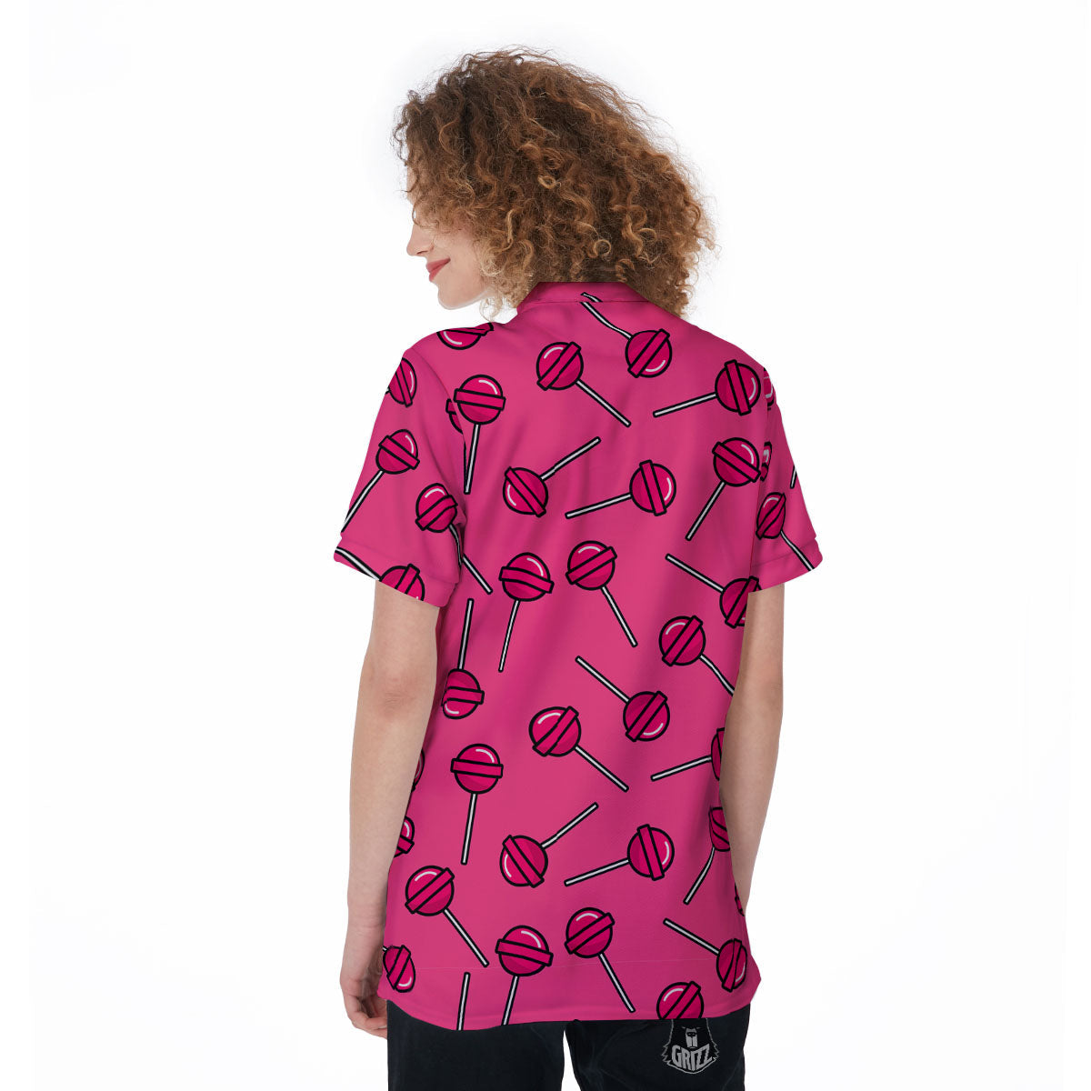 Lollipop Candy Pink Print Pattern Women's Golf Shirts-grizzshop