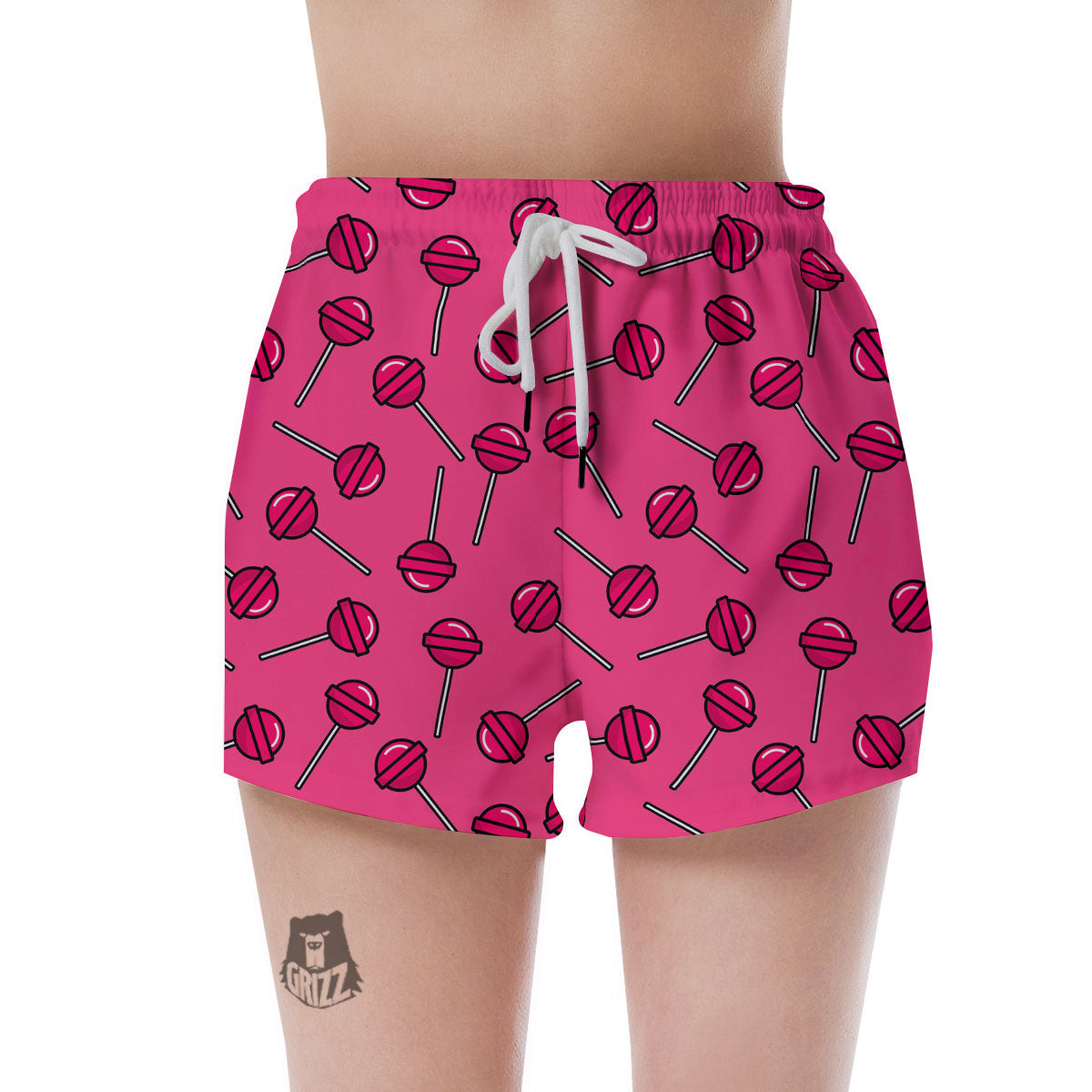 Lollipop Candy Pink Print Pattern Women's Shorts-grizzshop