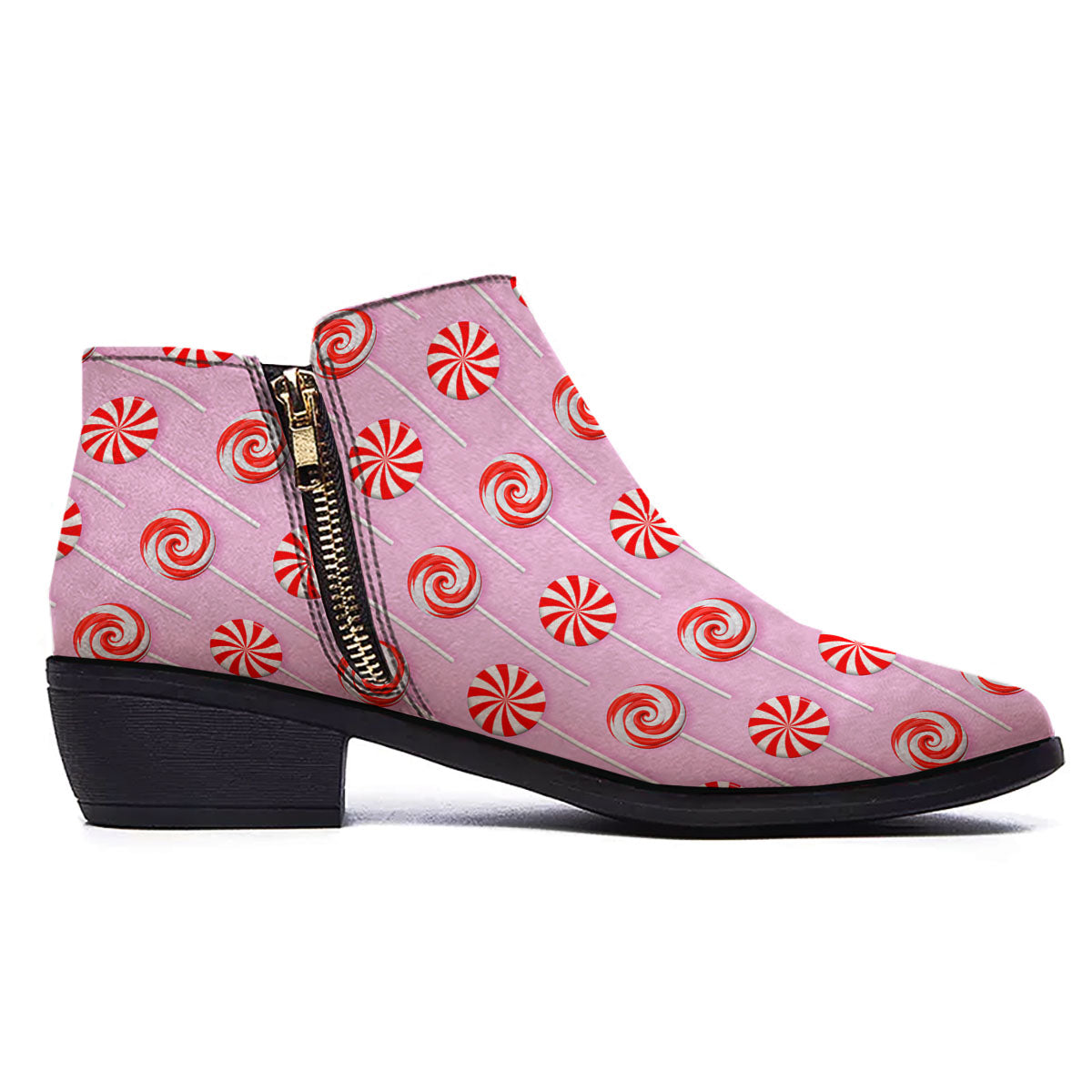 Lollipop Candy Red Print Pattern Ankle Boots-grizzshop