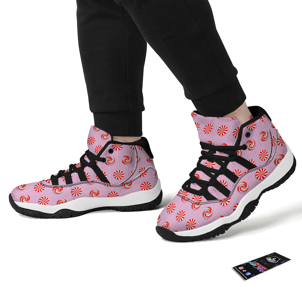 Lollipop Candy Red Print Pattern Black Bball Shoes-grizzshop