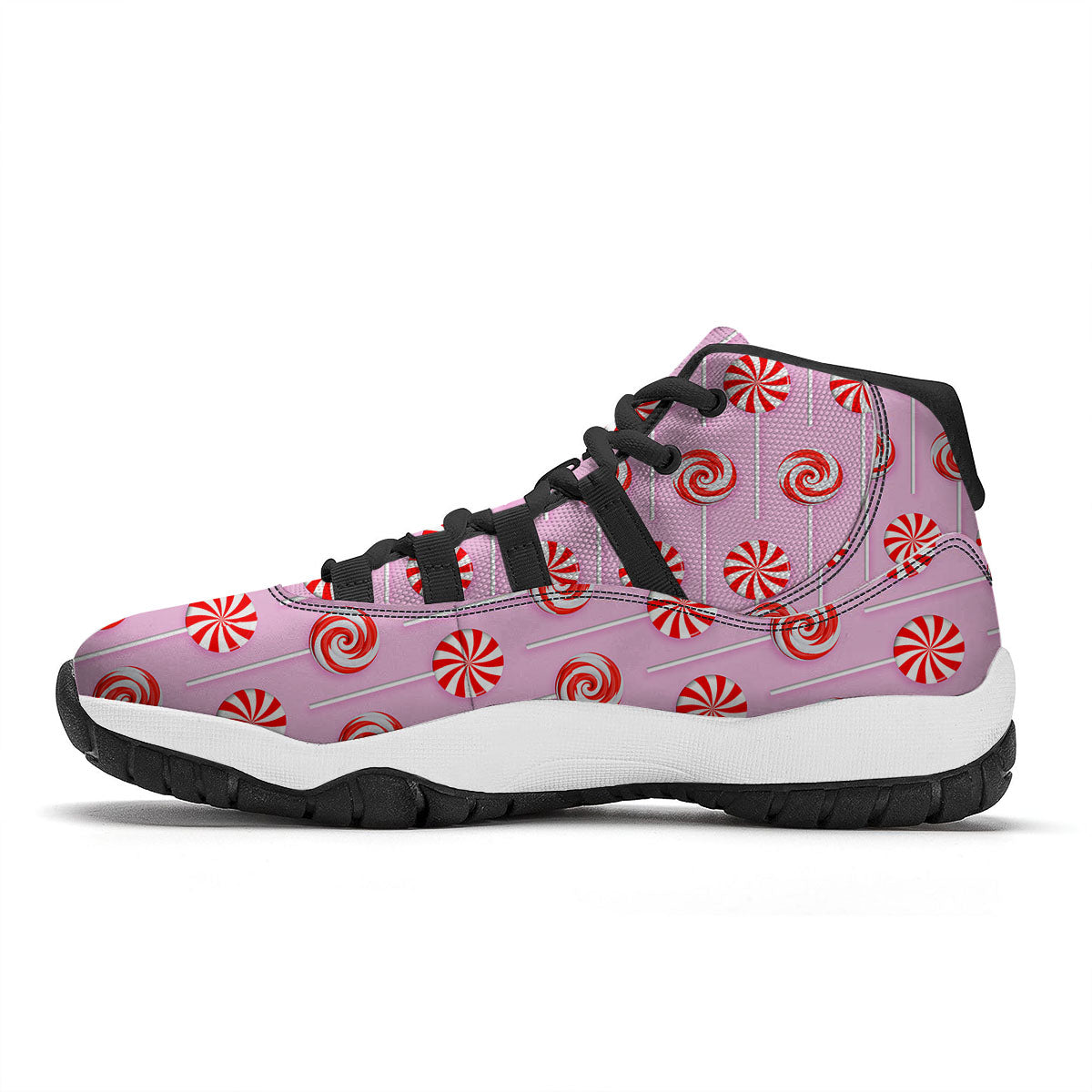 Lollipop Candy Red Print Pattern Black Bball Shoes-grizzshop