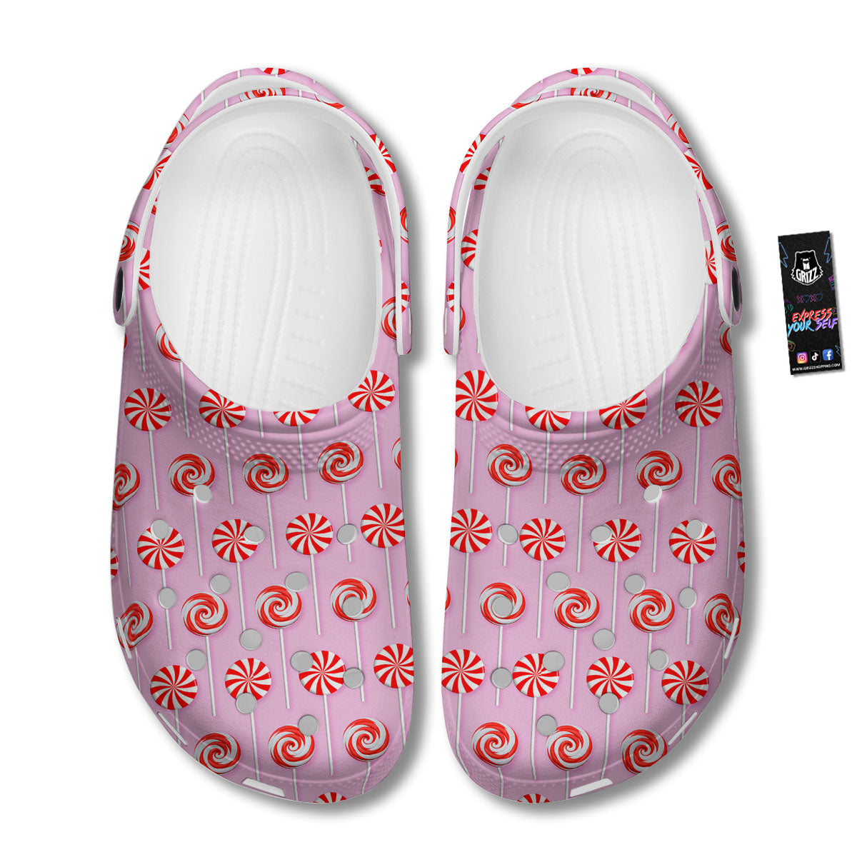Lollipop Candy Red Print Pattern Clog-grizzshop