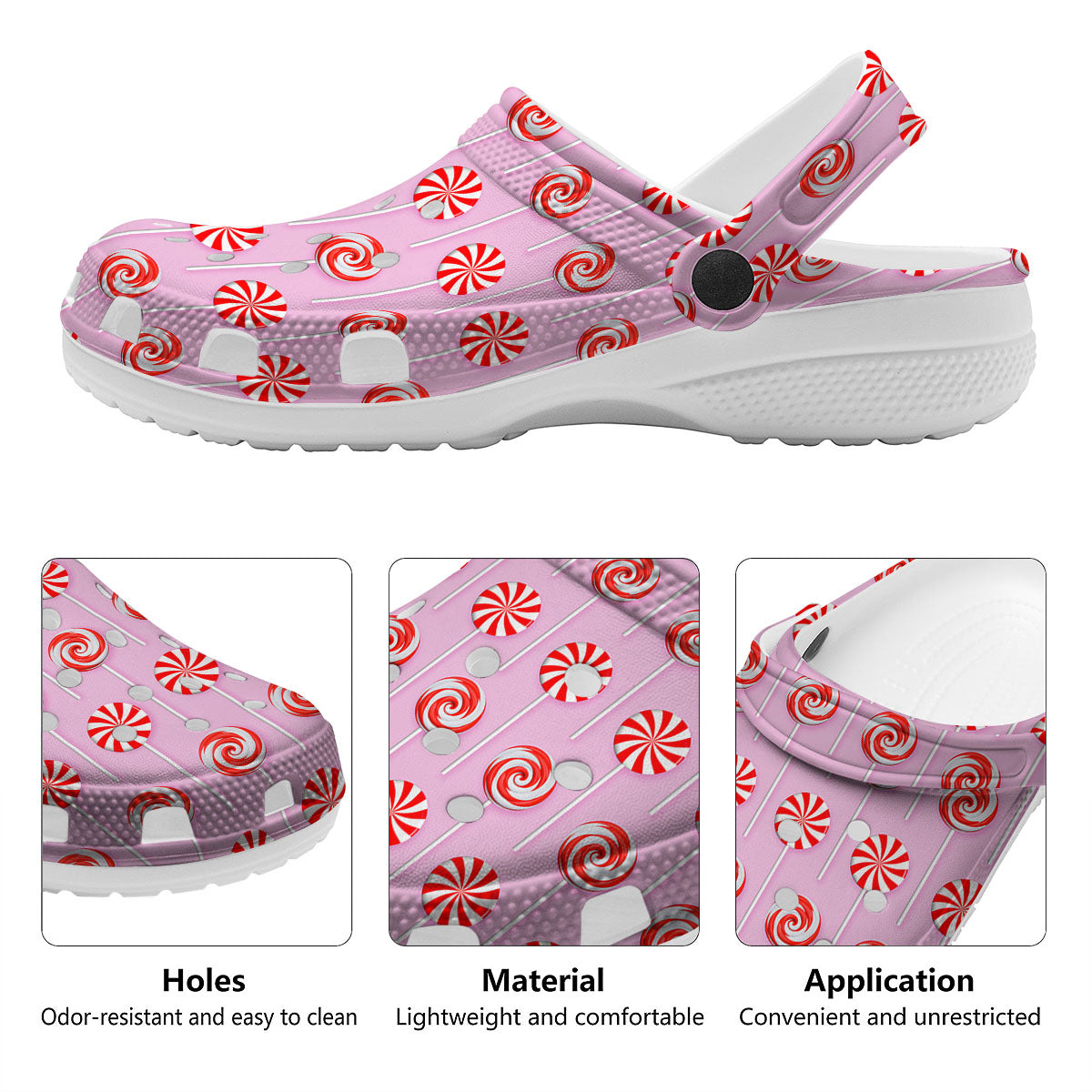 Lollipop Candy Red Print Pattern Clog-grizzshop