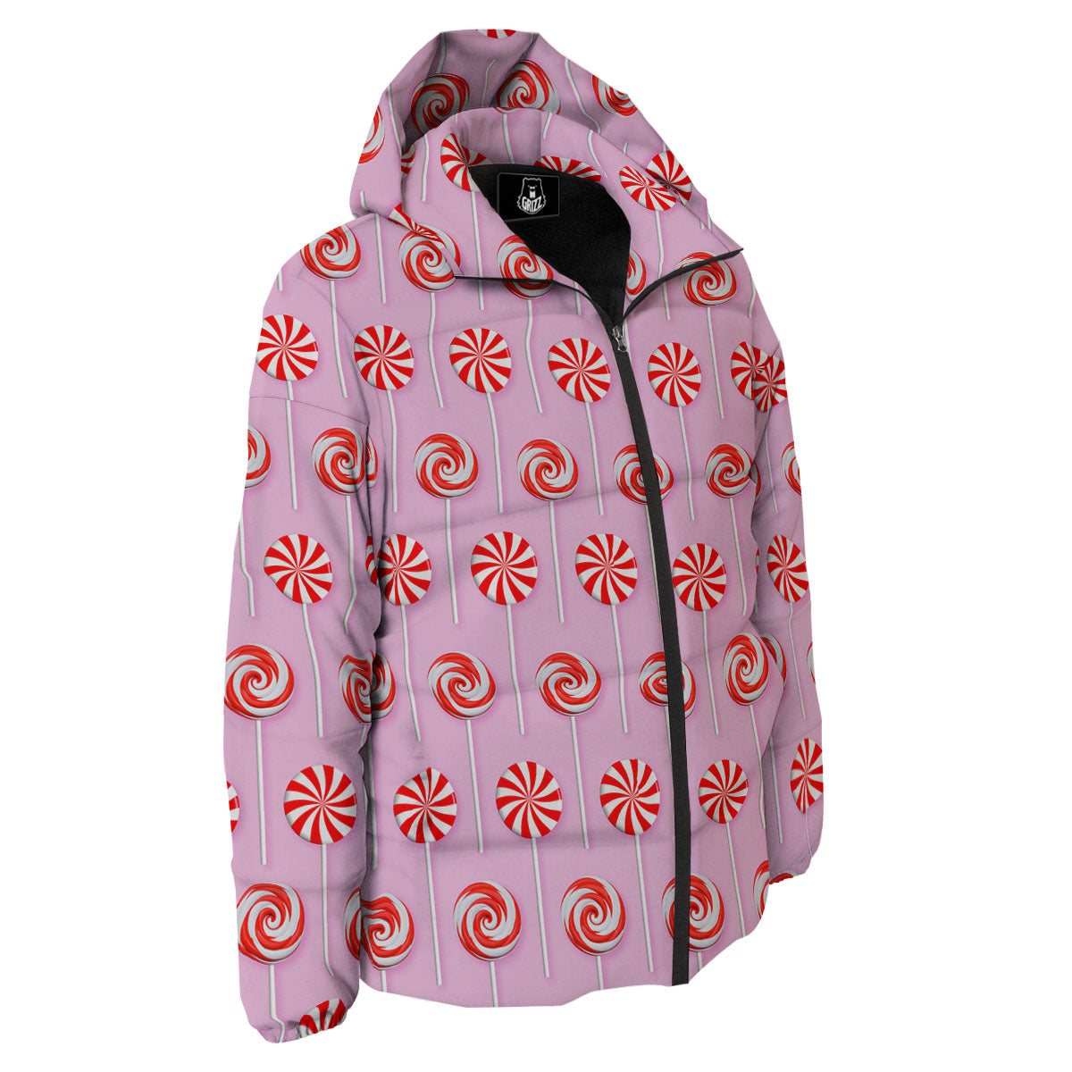 Lollipop Candy Red Print Pattern Down Jacket-grizzshop