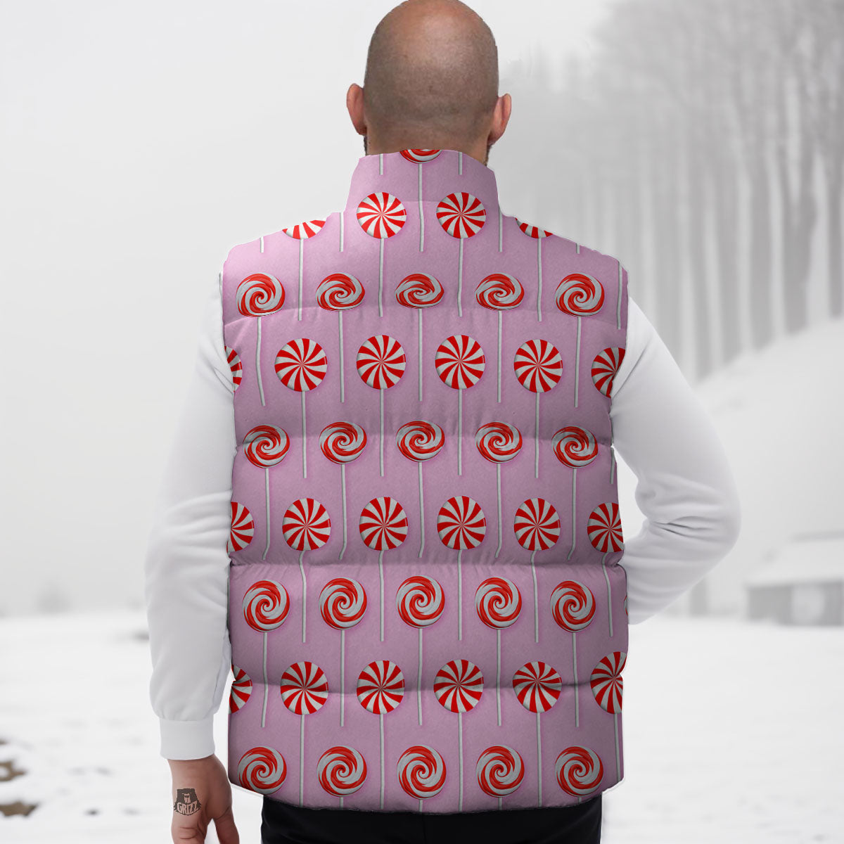 Lollipop Candy Red Print Pattern Down Vest-grizzshop