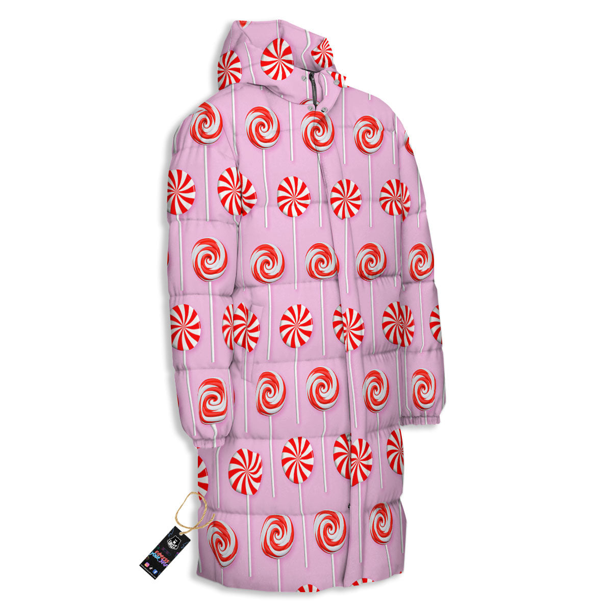 Lollipop Candy Red Print Pattern Long Down Jacket-grizzshop