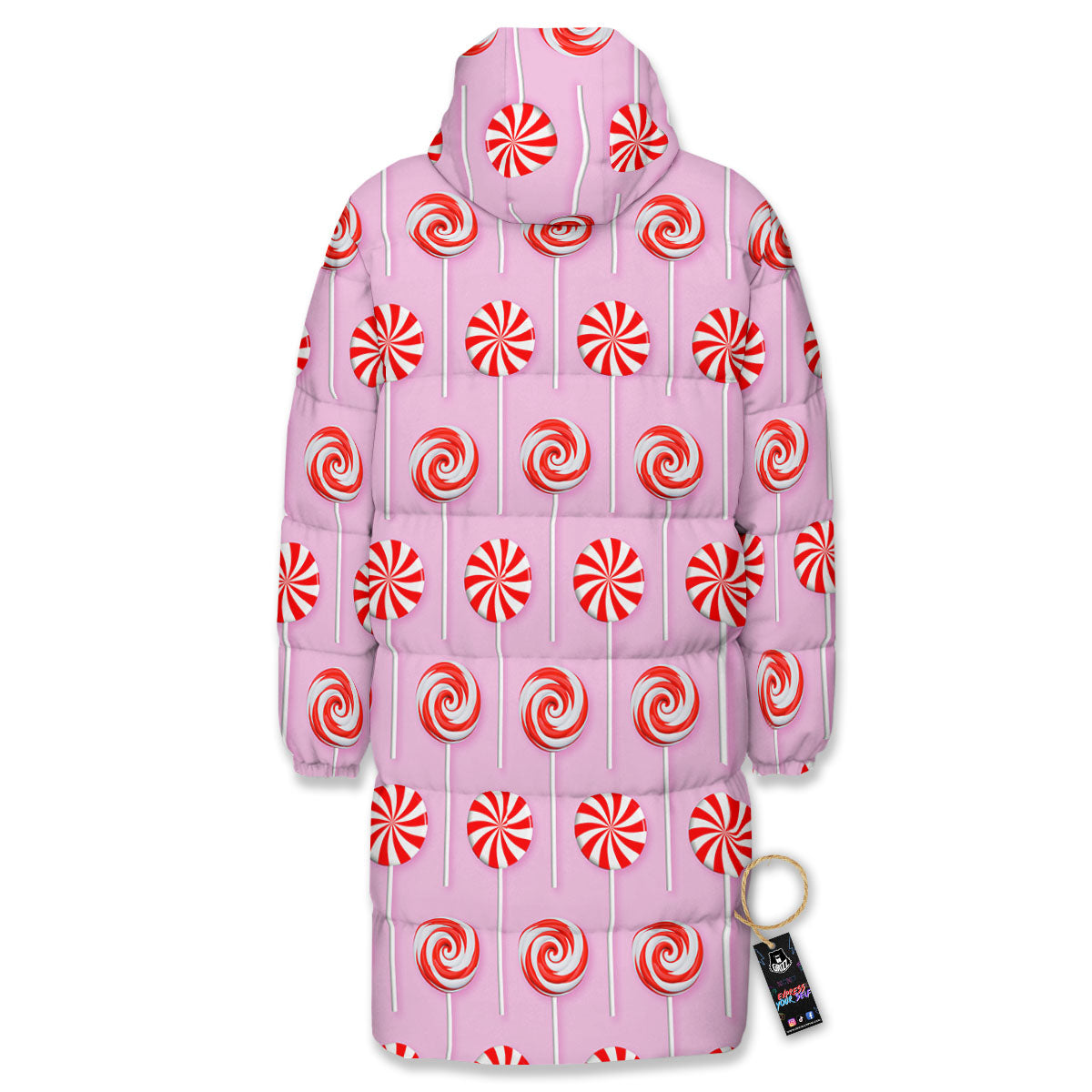 Lollipop Candy Red Print Pattern Long Down Jacket-grizzshop