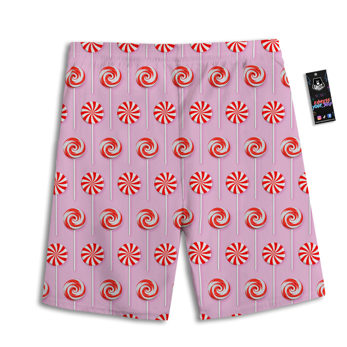 Lollipop Candy Red Print Pattern Men's Athletic Shorts