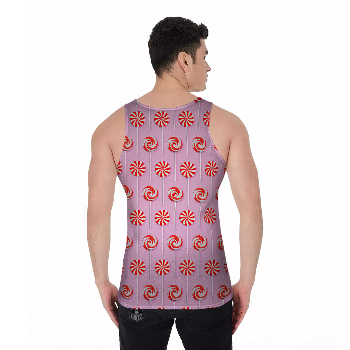 Lollipop Candy Red Print Pattern Men's Tank Top-grizzshop