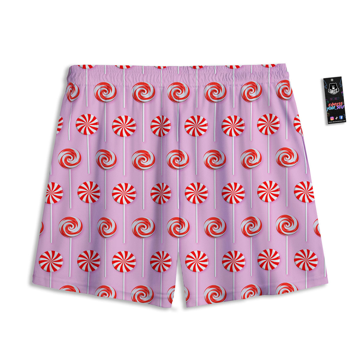 Lollipop Candy Red Print Pattern Mesh Shorts