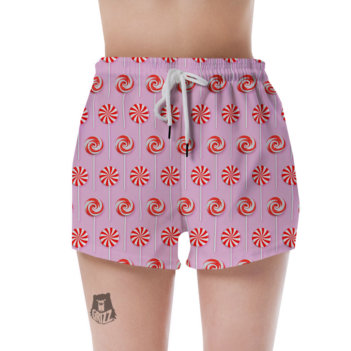 Lollipop Candy Red Print Pattern Women's Shorts-grizzshop