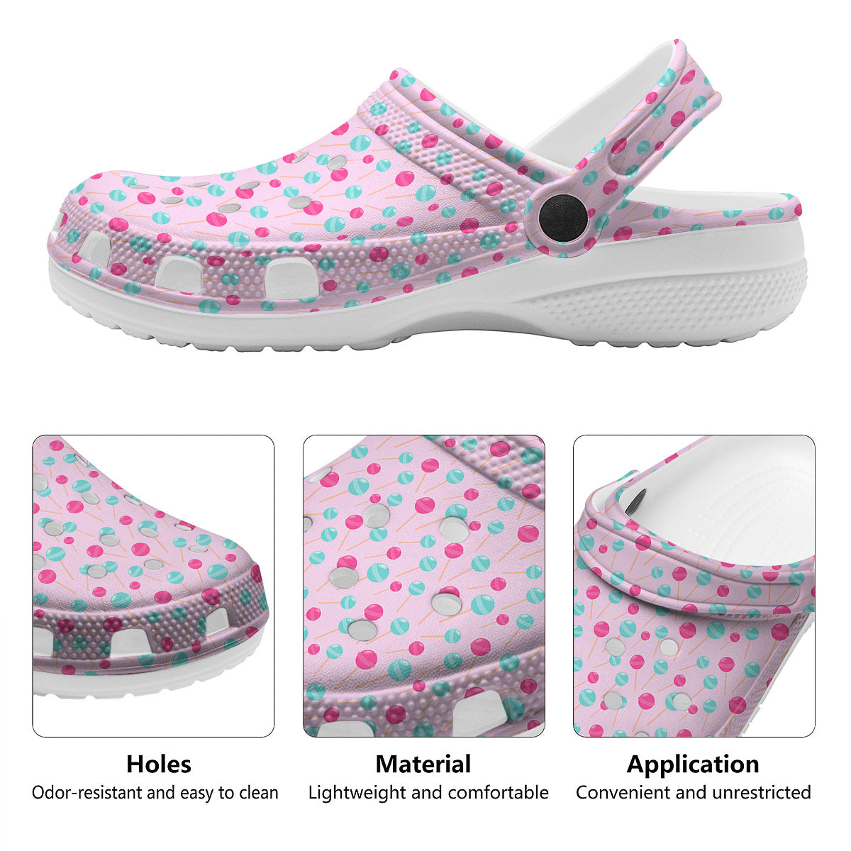 Lollipop Cartoon Print Pattern Clog-grizzshop