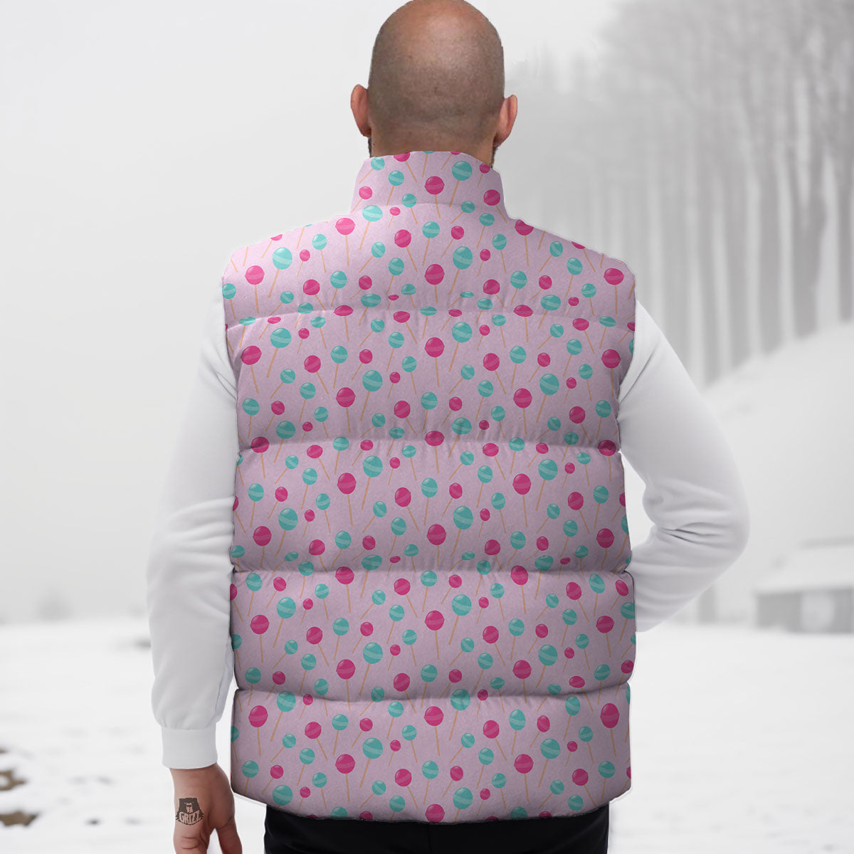 Lollipop Cartoon Print Pattern Down Vest