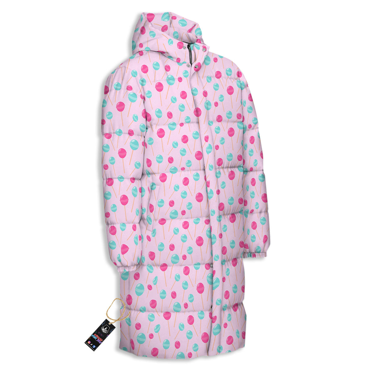 Lollipop Cartoon Print Pattern Long Down Jacket-grizzshop