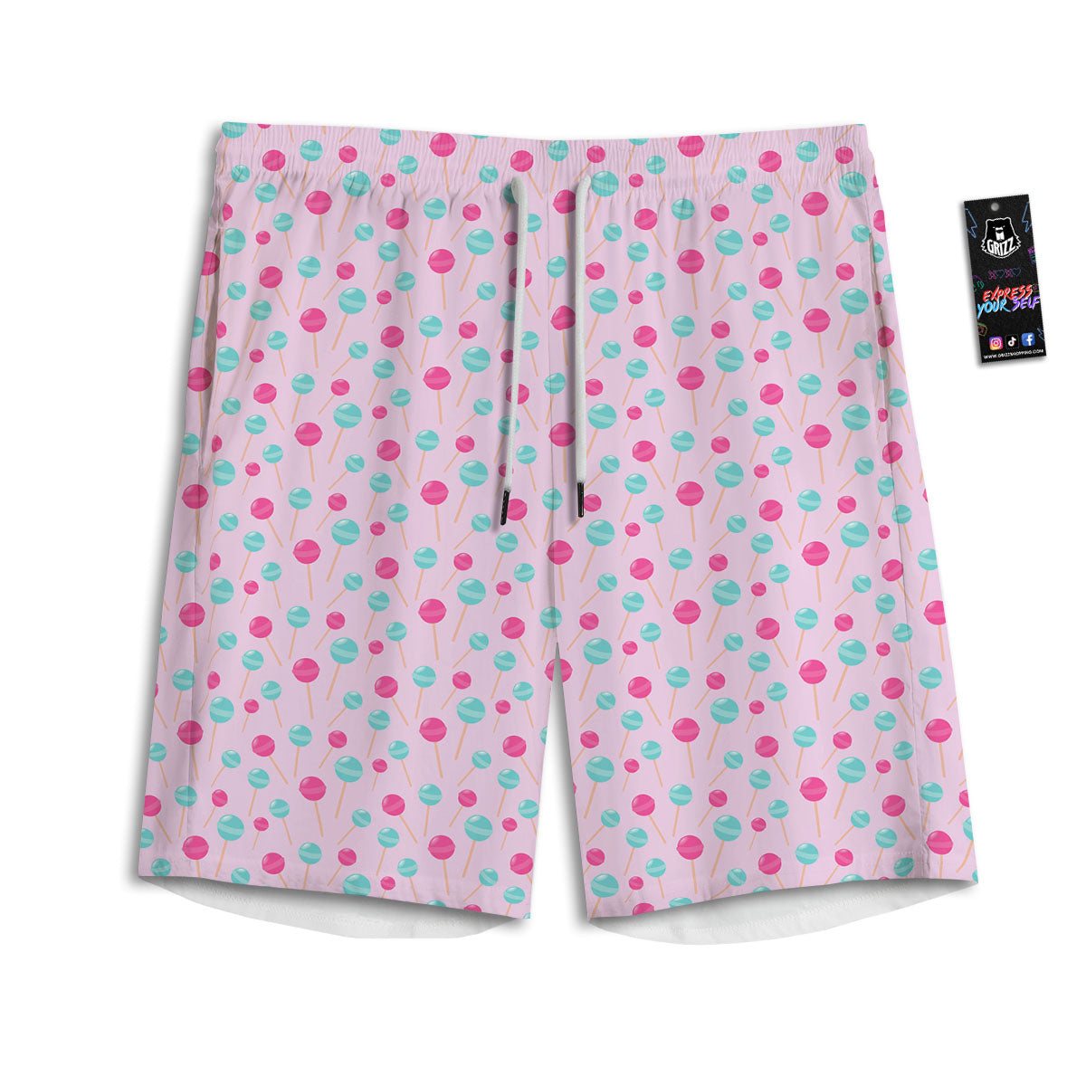 Lollipop Cartoon Print Pattern Men's Athletic Shorts