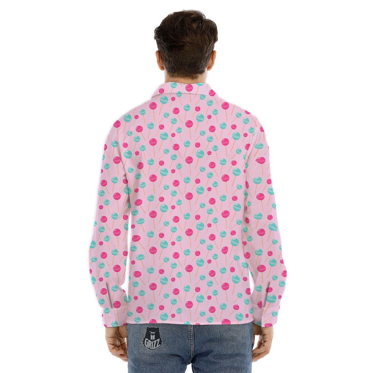 Lollipop Cartoon Print Pattern Men's Dress Shirts-grizzshop