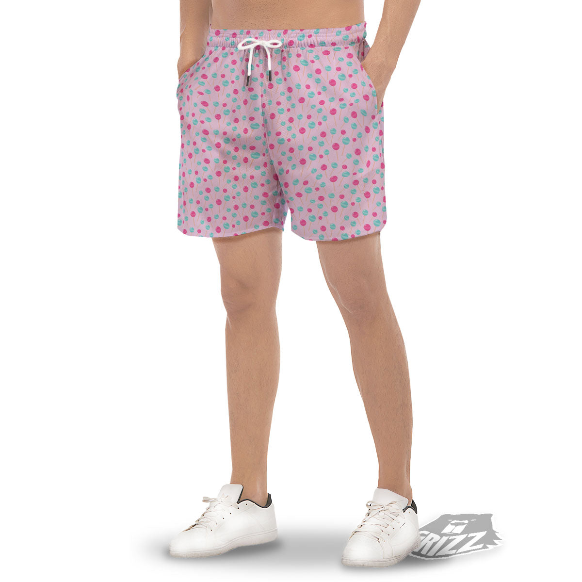 Lollipop Cartoon Print Pattern Men's Gym Shorts-grizzshop