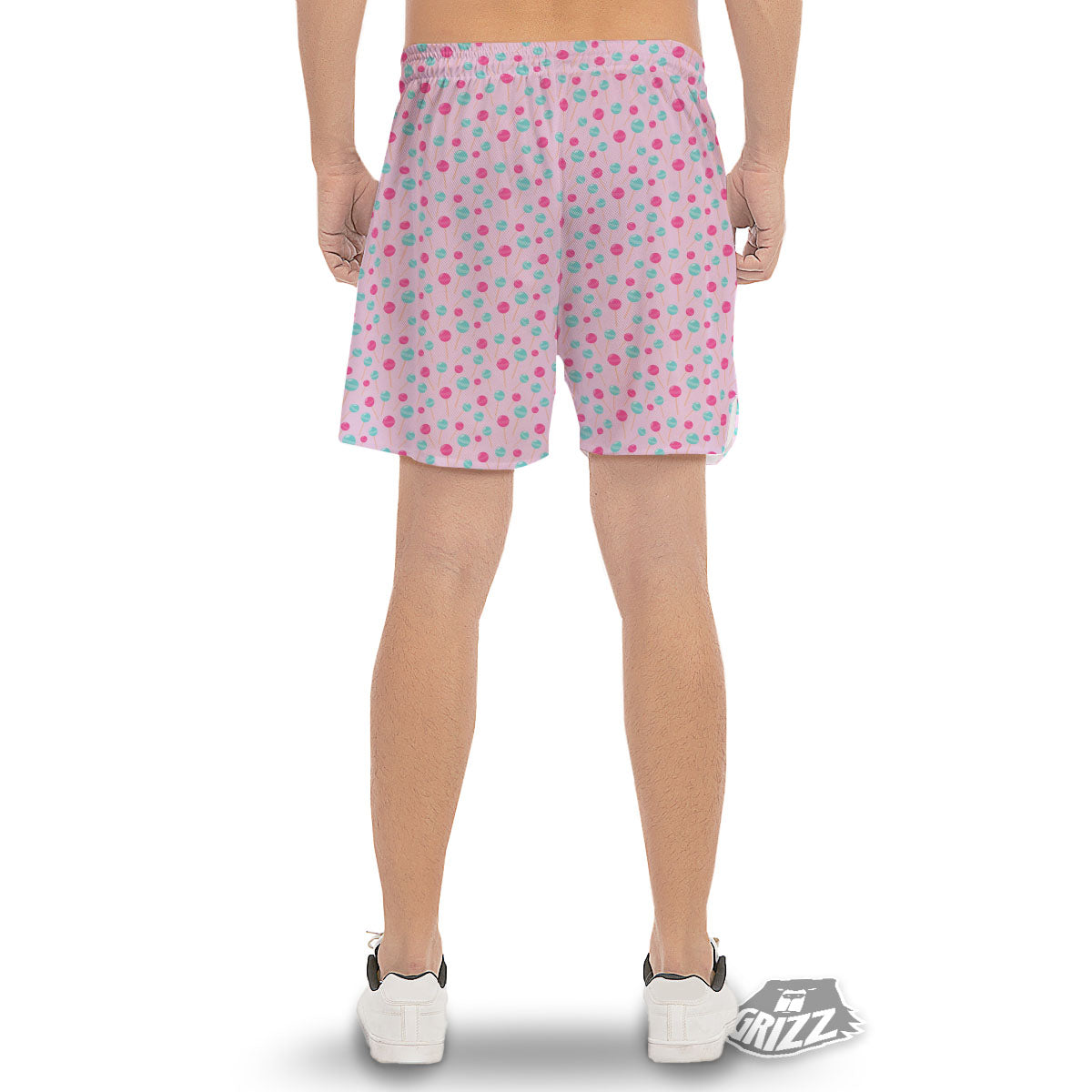 Lollipop Cartoon Print Pattern Men's Gym Shorts-grizzshop