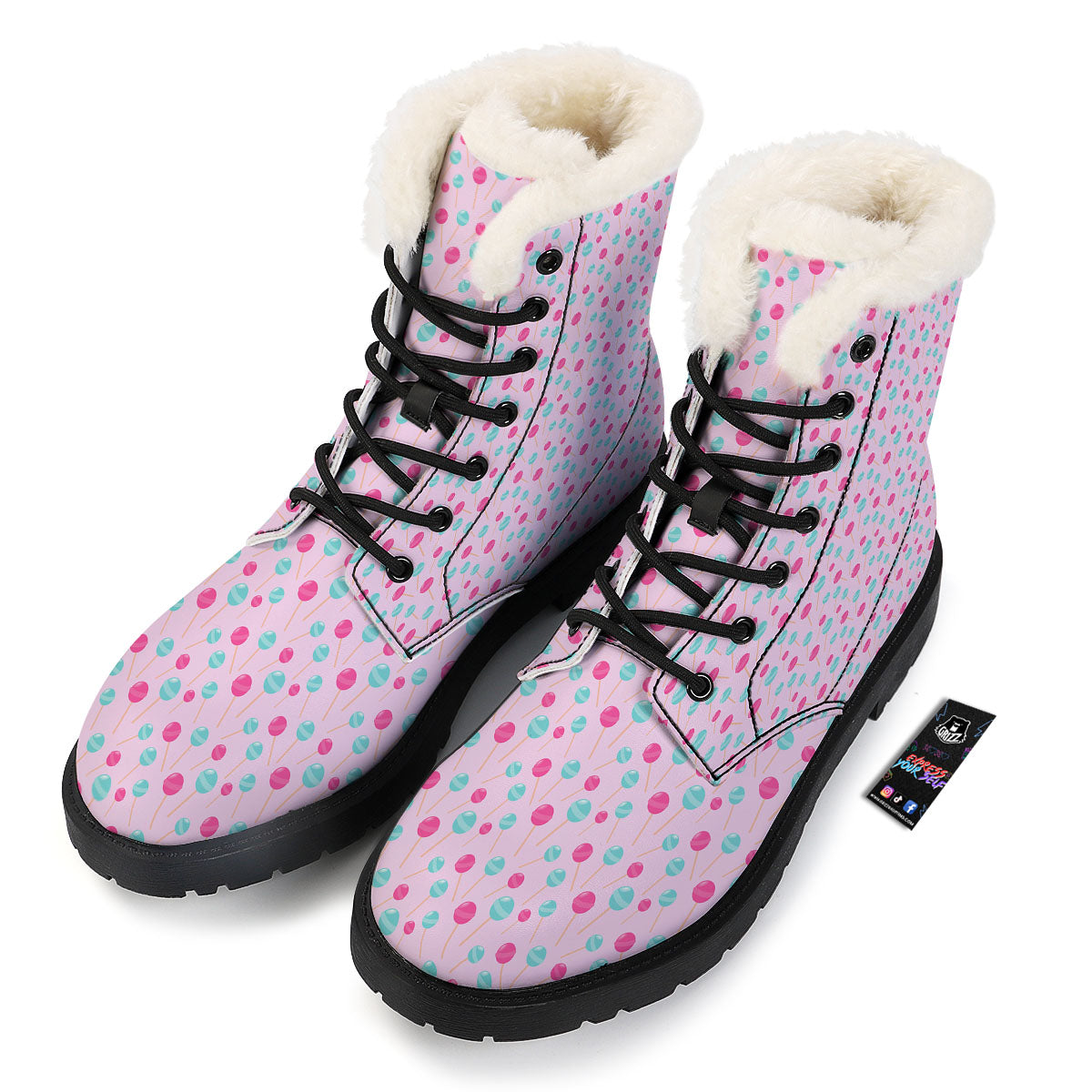 Lollipop Cartoon Print Pattern Winter Boots-grizzshop