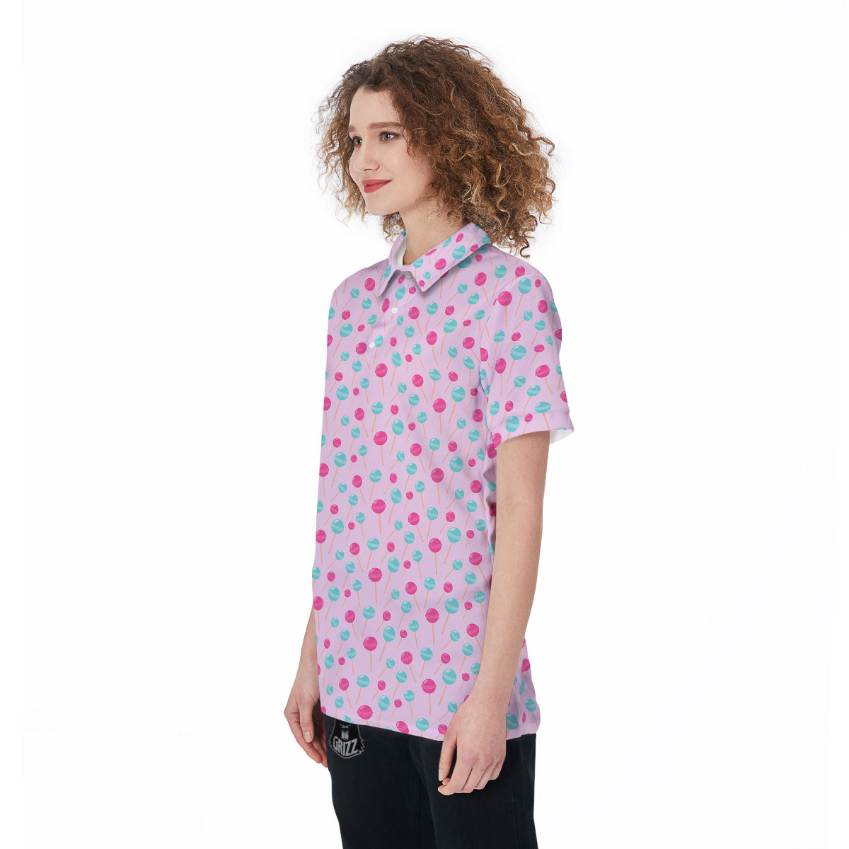Lollipop Cartoon Print Pattern Women's Golf Shirts-grizzshop