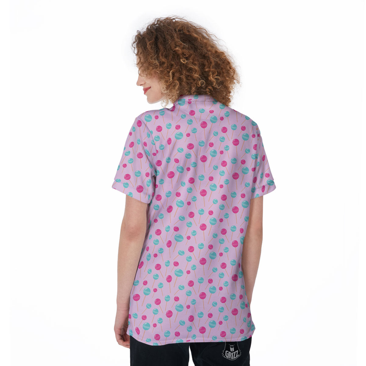 Lollipop Cartoon Print Pattern Women's Golf Shirts-grizzshop