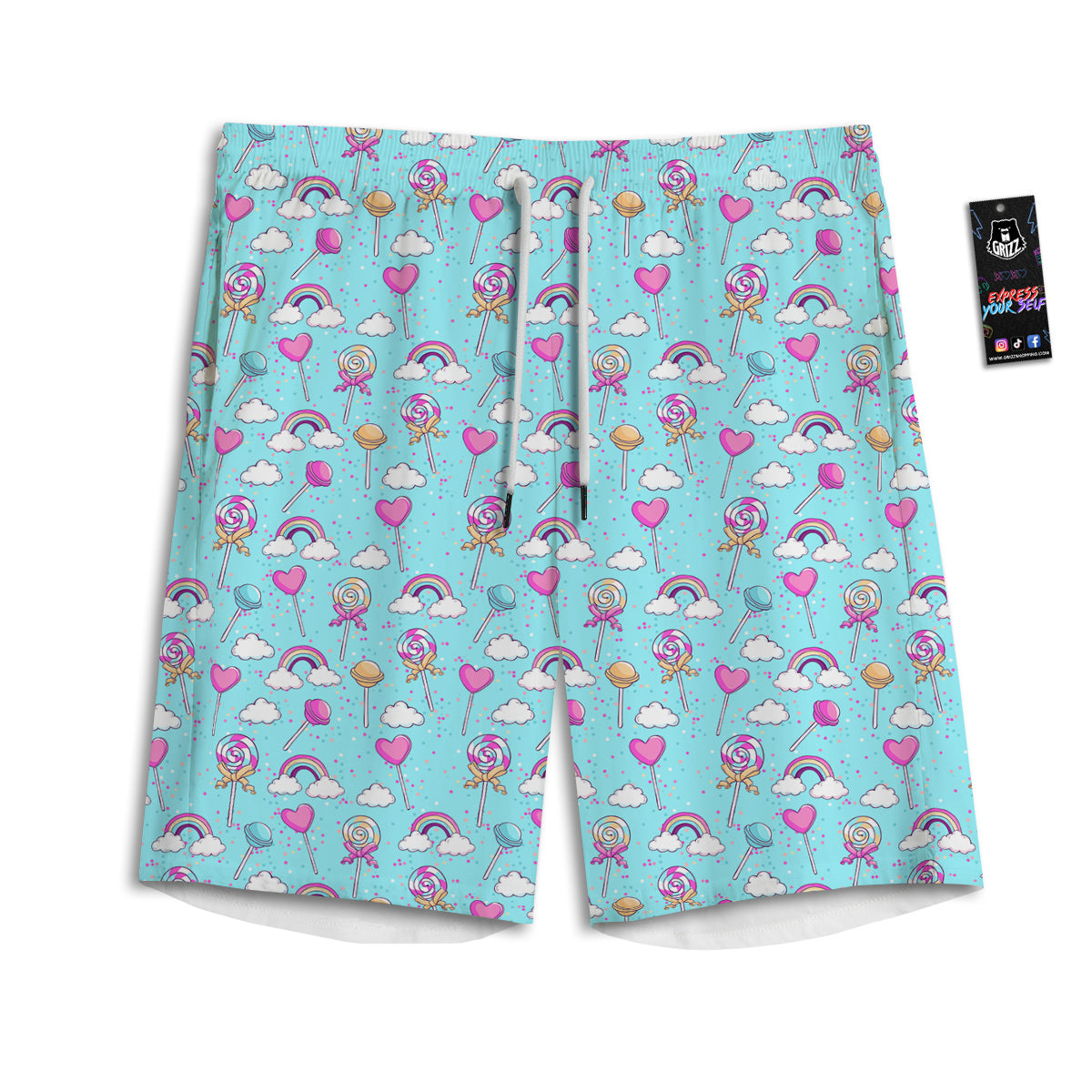 Ocean Wave Japanese Print Pattern Men's Athletic Shorts