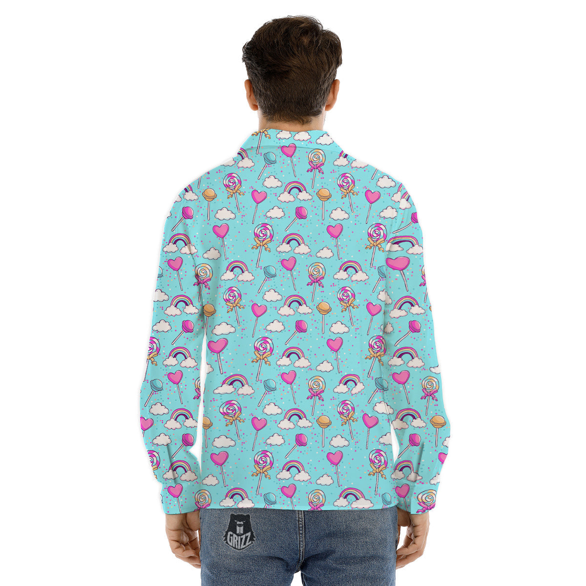 Lollipop Cute Print Pattern Men's Dress Shirts-grizzshop