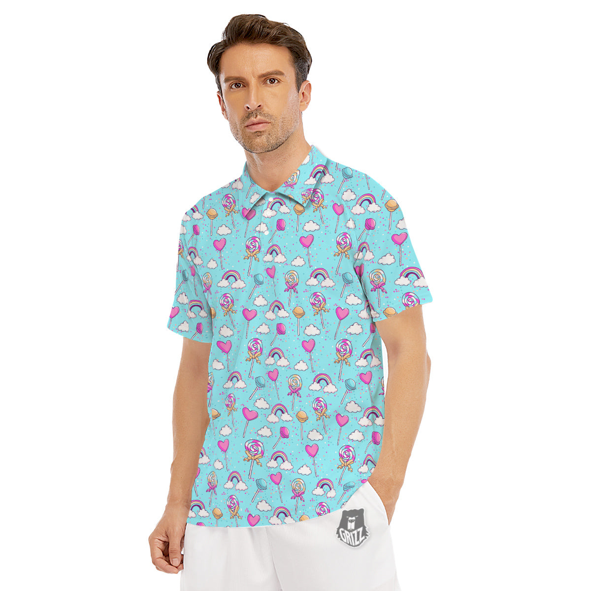 Lollipop Cute Print Pattern Men's Golf Shirts-grizzshop