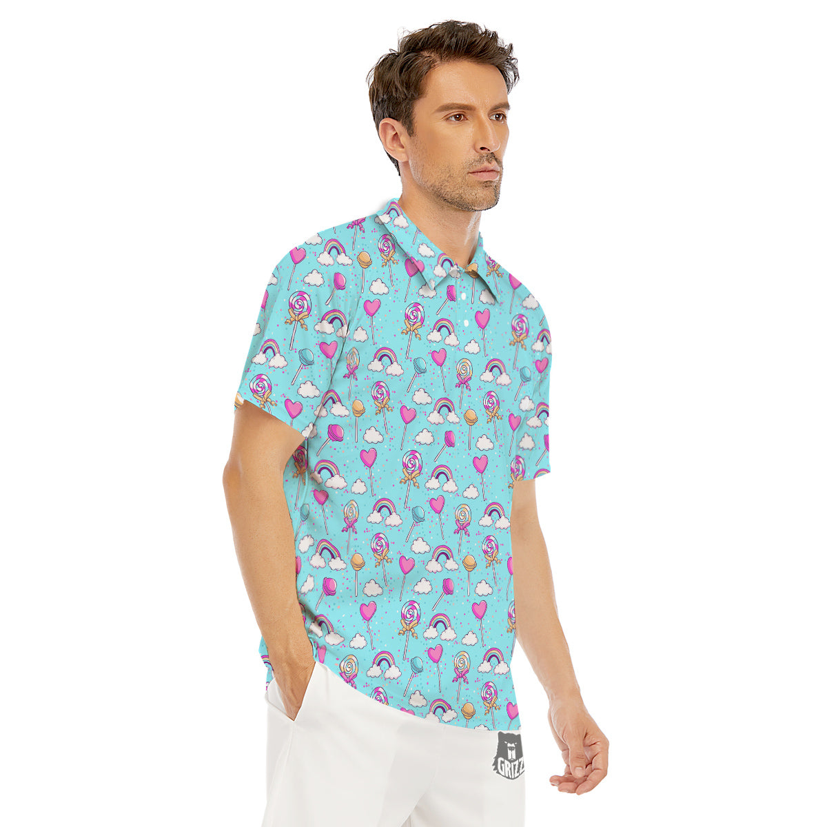 Lollipop Cute Print Pattern Men's Golf Shirts-grizzshop