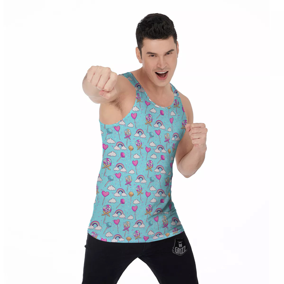 Lollipop Cute Print Pattern Men's Tank Top-grizzshop