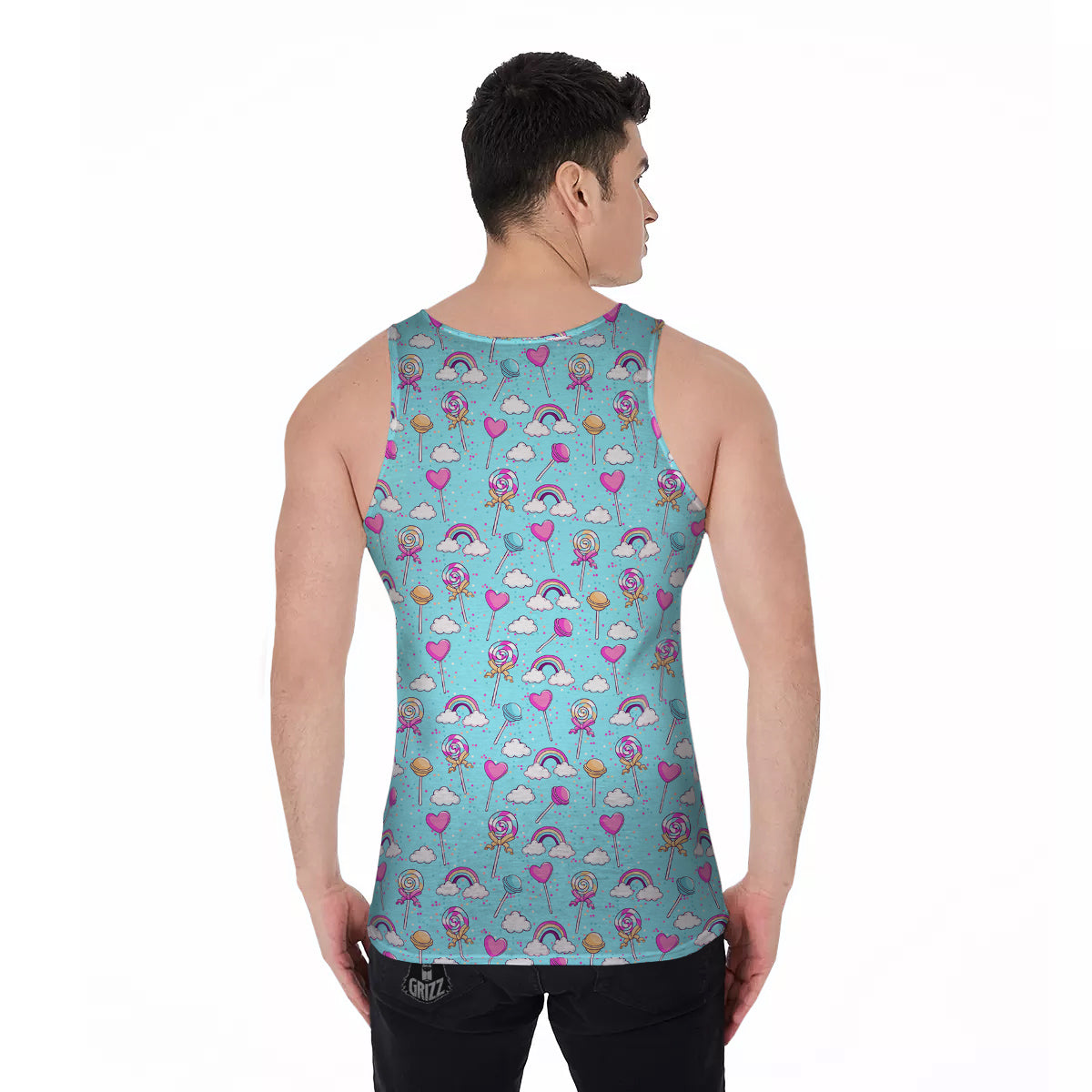 Lollipop Cute Print Pattern Men's Tank Top-grizzshop