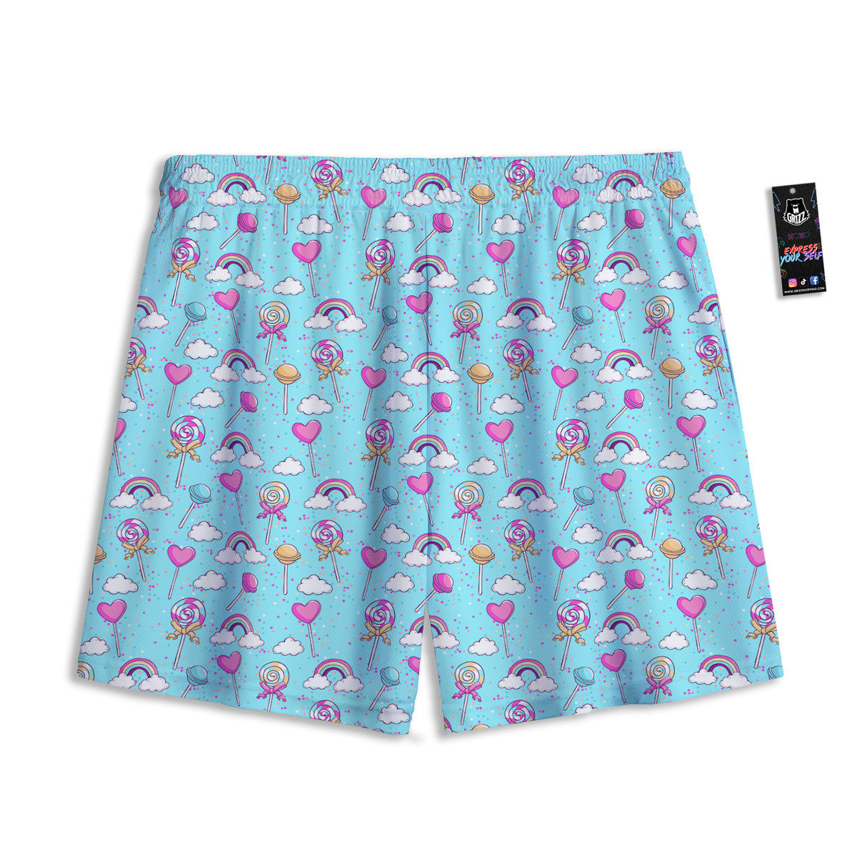 Lollipop Cute Print Pattern Mesh Shorts