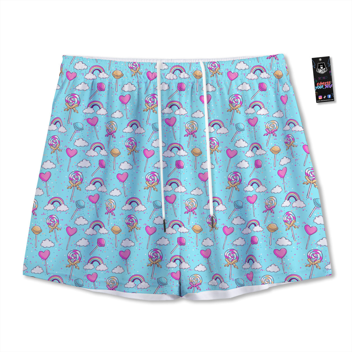 Lollipop Cute Print Pattern Mesh Shorts