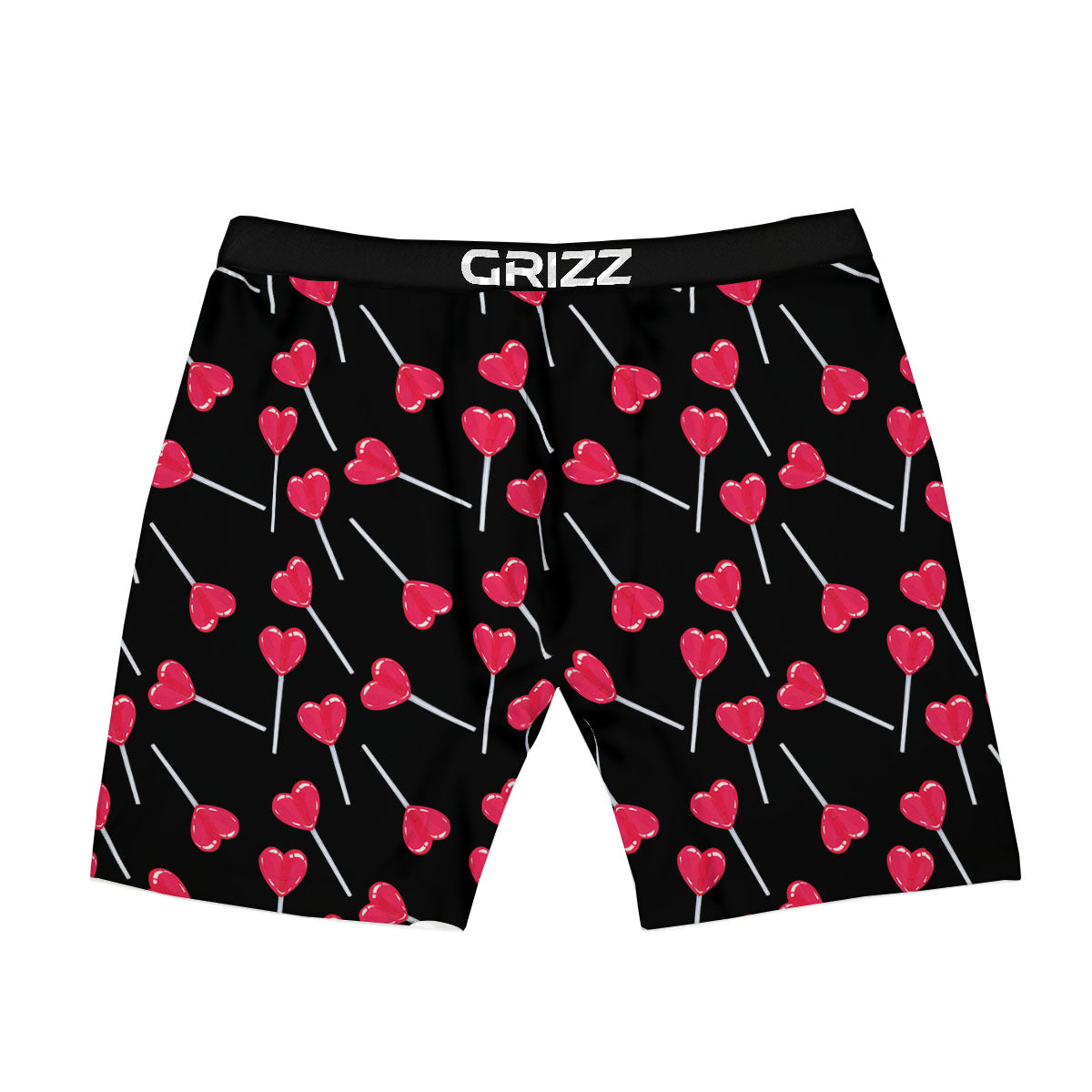 Lollipop Red Heart Print Pattern Boxer Briefs-grizzshop