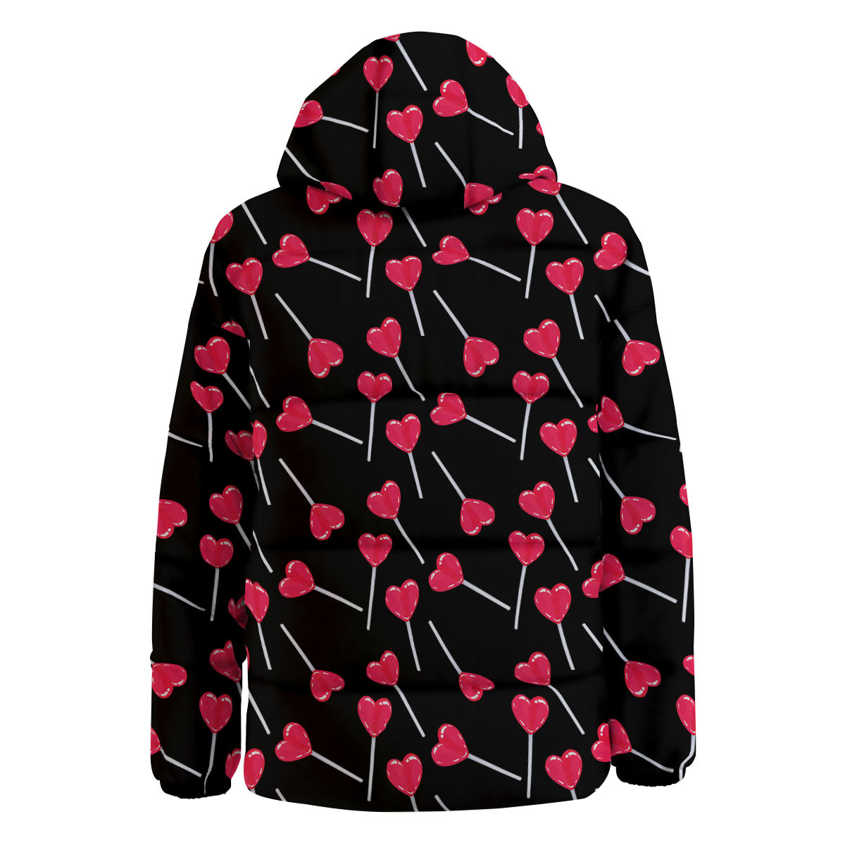 Lollipop Red Heart Print Pattern Down Jacket-grizzshop