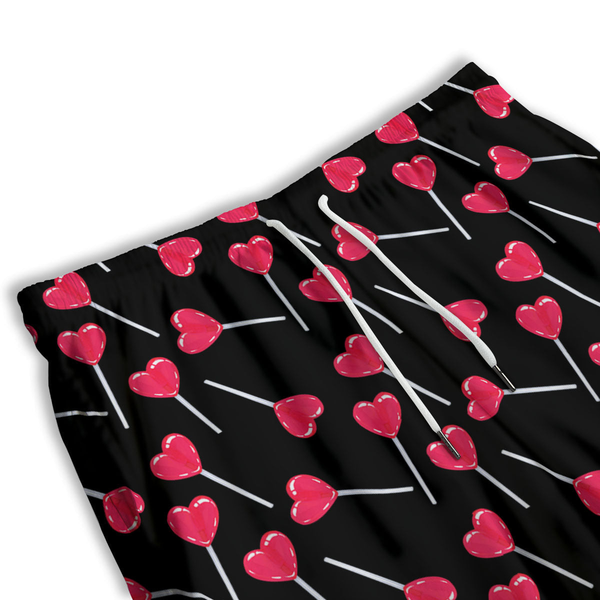 Lollipop Red Heart Print Pattern Men's Athletic Shorts