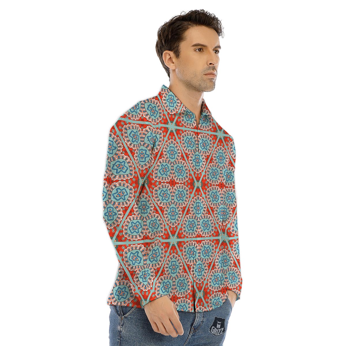 Lollipop Red Heart Print Pattern Men's Dress Shirts-grizzshop