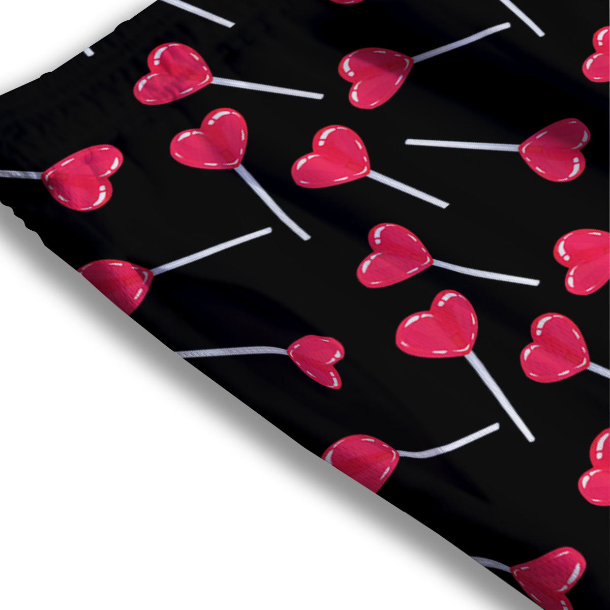 Lollipop Red Heart Print Pattern Mesh Shorts