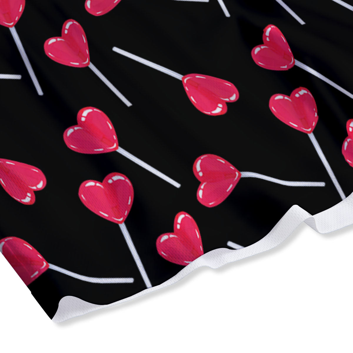 Lollipop Red Heart Print Pattern Mesh Shorts